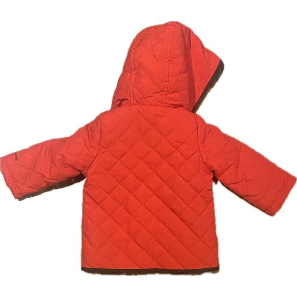 London Fog Red Hooded Quilted coat size 12 months snap buttons - Picture 2 of 9